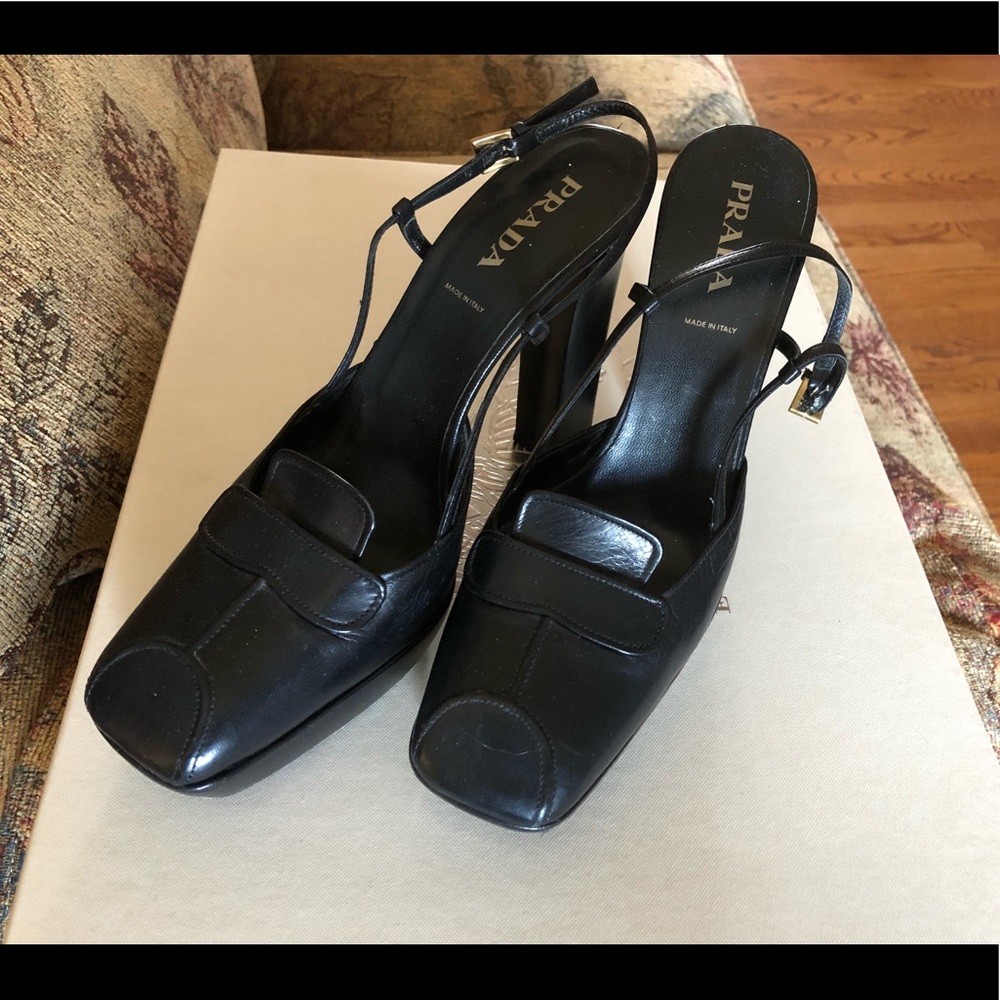 Vintage Prada Black Leather Heels